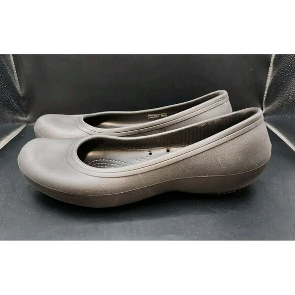 CROCS Womens Sz 7 Black At Work Iconic Comfort Ballet Flats Slip Resistant Shoes - Picture 3 of 9
